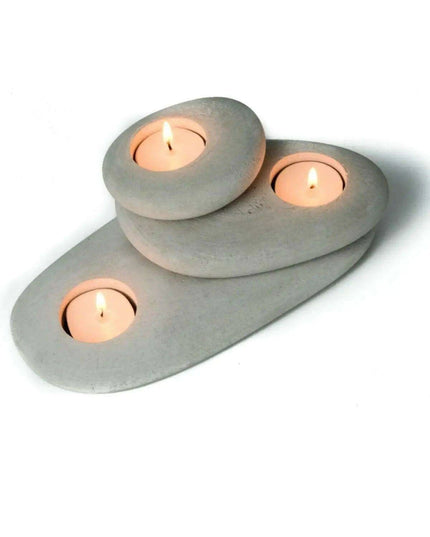 Modern Gray Concrete Candle Holder Trio - Chic Accent for Home Serenity and Gifting