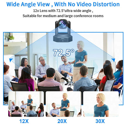 4K PTZ Camera with AI Auto Tracking — 12X/20X Optical Zoom, NDI, PoE, HDMI/SDI/USB/IP Live Streaming