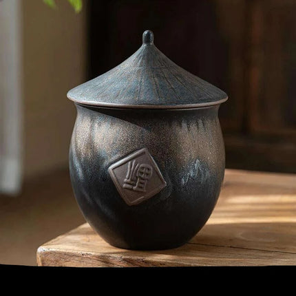 Elegant Vintage Gilt Ceramic Tea Pot - Artistic Storage Solution and Stylish Home Accent