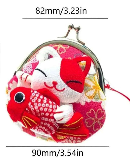 Floral Maneki Neko Wallet - A Stylish Coin Purse for Everyone