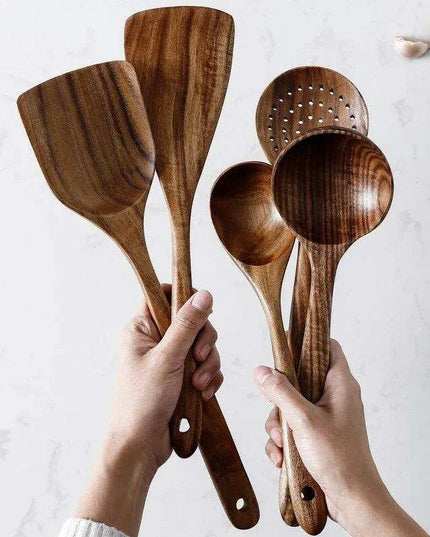 Rustic Acacia Wood Culinary Utensil Set - Timeless Tools for the Modern Kitchen
