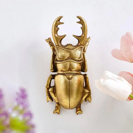 WellMai Golden Antlers Beetles Wall Hanging Decor - Elegant Home Accen