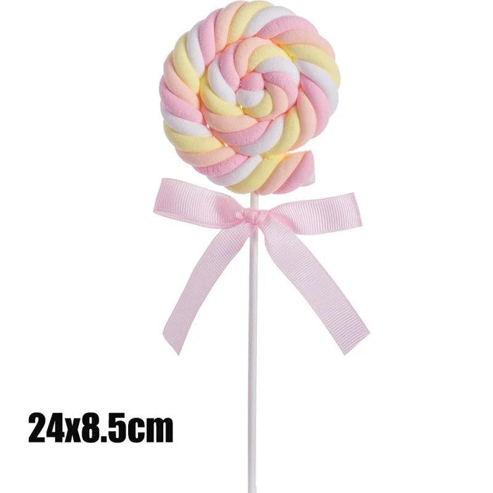 Charming Faux Cotton Candy Lollipop - Ideal for Sweet Displays, Kids' Photography, and Wedding Decorations