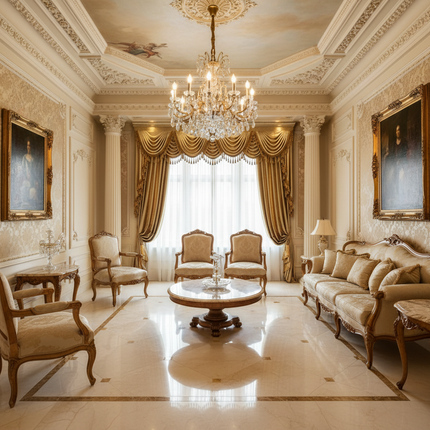 European Gold Luxury Curtains - Blackout, Valance & Tulle Sheer