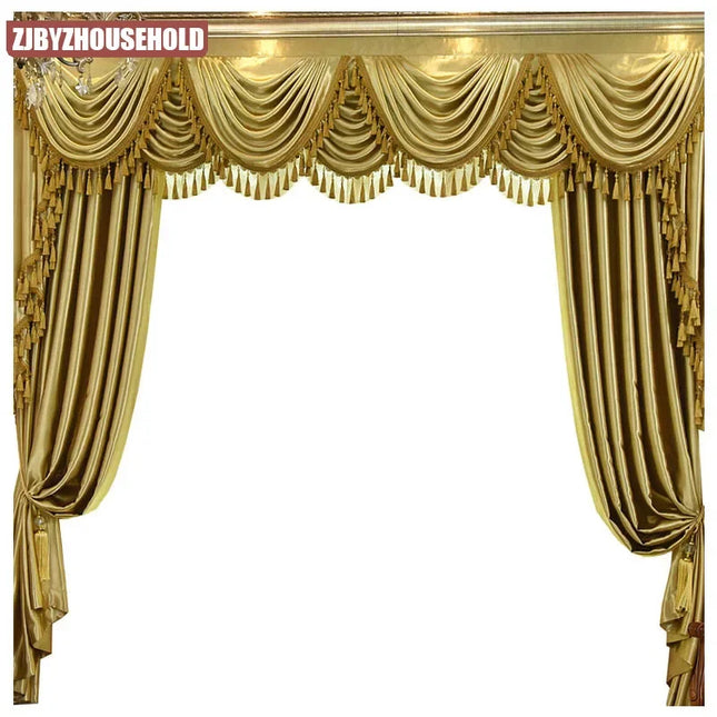 European Gold Luxury Curtains - Blackout, Valance & Tulle Sheer