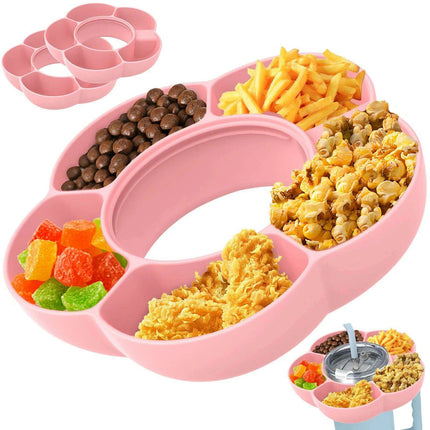 Versatile 5-Compartment Silicone Snack Bowl Set for 40oz Insulated Tumblers