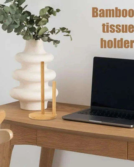 Bamboo Storage Stand for Kitchen and Bathroom - Eco-Friendly Organizer for Paper and Cling Film