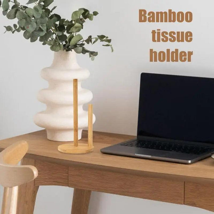 Bamboo Storage Stand for Kitchen and Bathroom - Eco-Friendly Organizer for Paper and Cling Film
