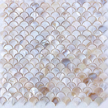 Natural Shell Mosaic Fish Scale Wall Art – 30×30 cm