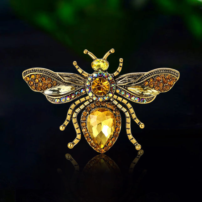 Rhinestone Bee Brooch — Crystal Glass Insect Pin for Women & Men | Multiple Colours