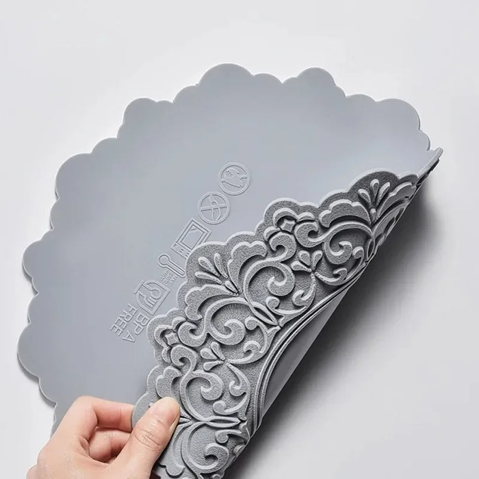 Embossed Elliptic Flower Silicone Placemat Set for Elegant Table Decor