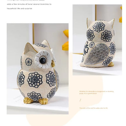 Whimsical Owl Sculpture — Resin Home Decor Accent