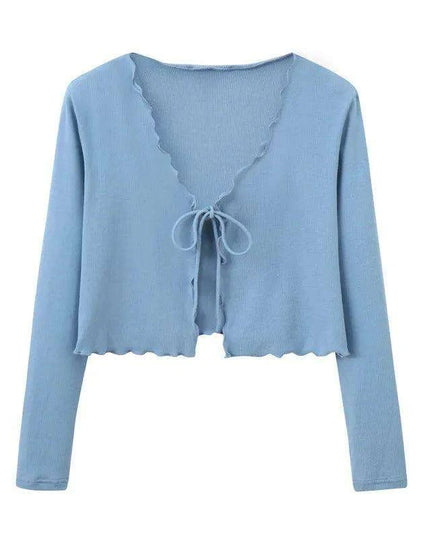 Elegant Ruffle Maxi Dress & Lettuce Edge Cardigan Set for Women