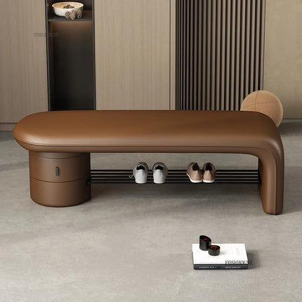 Treasure Home Modern Shoe Changing Stool with Drawers & Minimalist Des