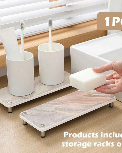 Diatomaceous Earth Quick-Dry Sink Organizer with Stainless Steel Supports