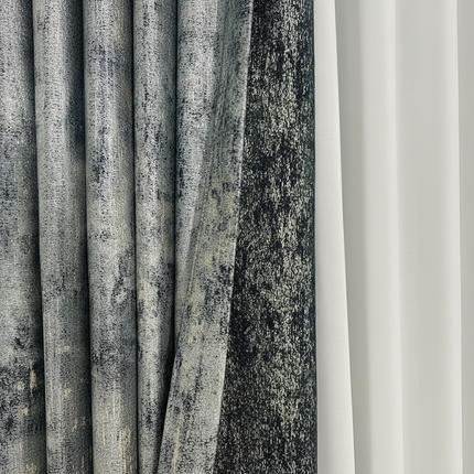 High-Grade Jacquard Curtains – Dark Gray Baroque Design