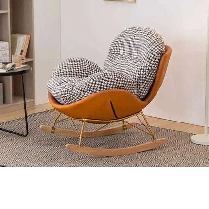 Plush Velvet Nordic Rocking Chair - Elegant Lounge Seating for Ultimate Relaxation