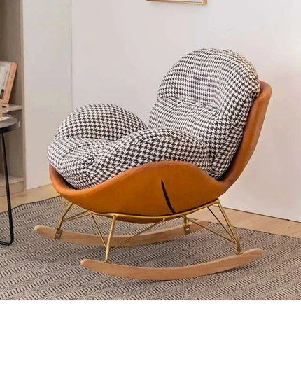 Plush Velvet Nordic Rocking Chair - Elegant Lounge Seating for Ultimate Relaxation