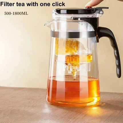 Elegant One-Touch Infuser Glass Teapot for Effortless Brewing Mastery