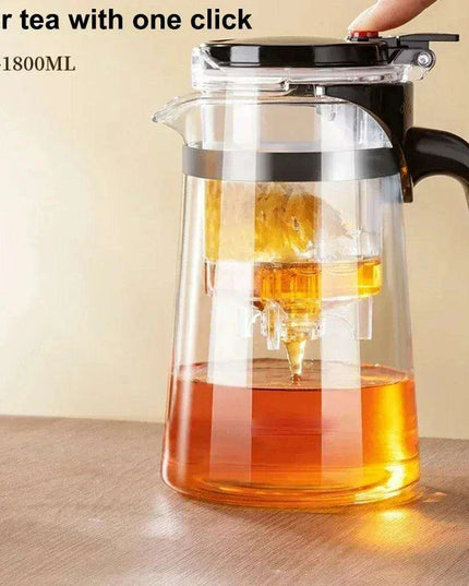 Elegant One-Touch Infuser Glass Teapot for Effortless Brewing Mastery