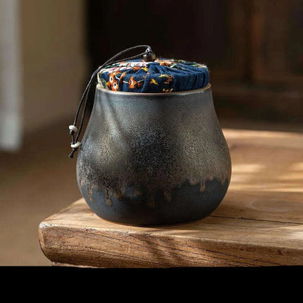 Elegant Vintage Gilt Ceramic Tea Pot - Artistic Storage Solution and Stylish Home Accent