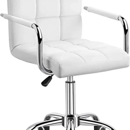 Sleek Adjustable Ribbed PU Leather Office Chair with Stylish Geometric Accents
