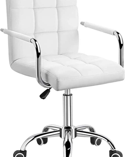 Sleek Adjustable Ribbed PU Leather Office Chair with Stylish Geometric Accents