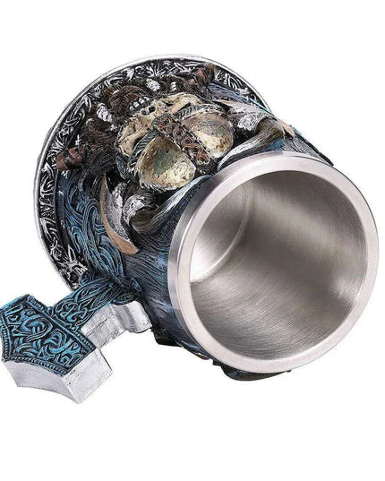 Skull Viking Pirate Tankard: Resin Steel Drinking Vessel & Decor Accent