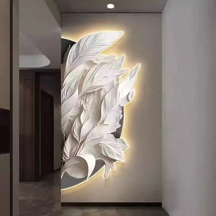 Modern Feather LED Wall Lamp – Mural Sconce for Living Room & Hallway