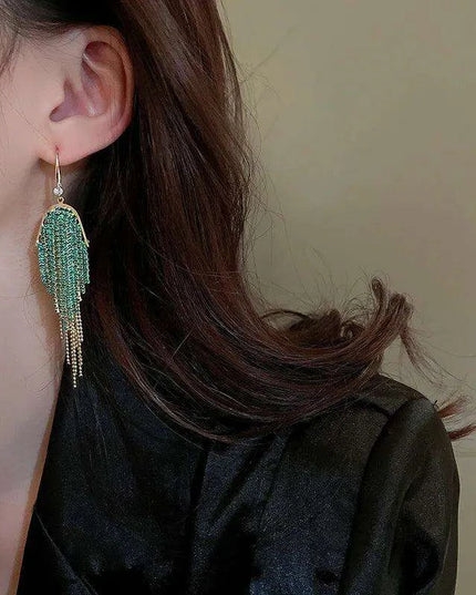 Sparkling Rhinestone and Tassel Earrings - Elegant Fashion Accent