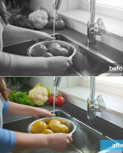 Versatile Silicone Splash Guard Mat with Drip Catcher for Kitchen and Bath