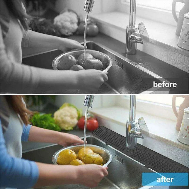 Versatile Silicone Splash Guard Mat with Drip Catcher for Kitchen and Bath