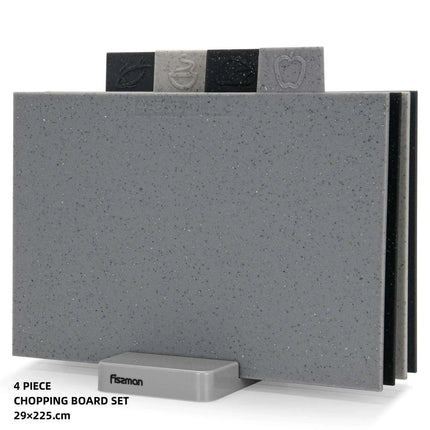 Vibrant Color-Coded Anti-Bacterial Cutting Board Set with Smart Organizer - 4-Piece Collection