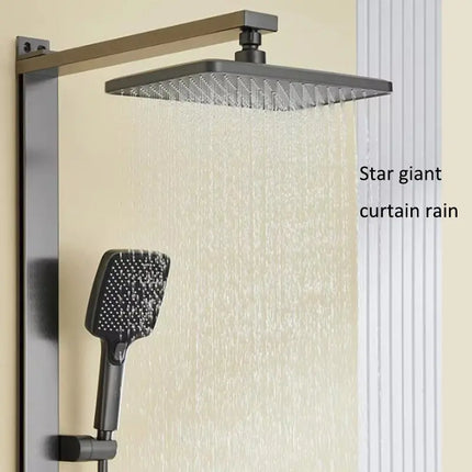 Gray Supercharged Thermostatic Shower Set | Digital Shower Hea