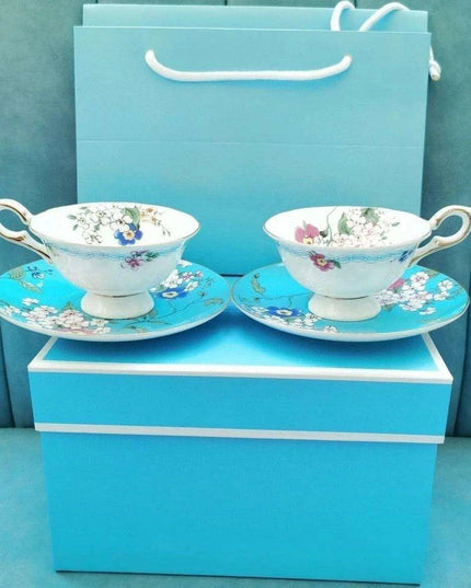 Opulent Midnight Blossom Crane Bone China Tea Set with Gold Accents