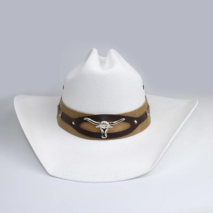 Retro Big Cowhead Cowboy Hat - Unisex Wide Brim Sun Hat for Outdoor Adventures
