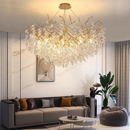 Luxury Gold LED Chandelier — Round & Linear | 6 Sizes | Living Room & Hotel