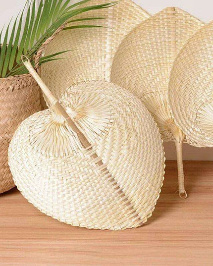 Handcrafted Bamboo Heart-Shaped Fan for Summer Celebrations and Home Elegance
