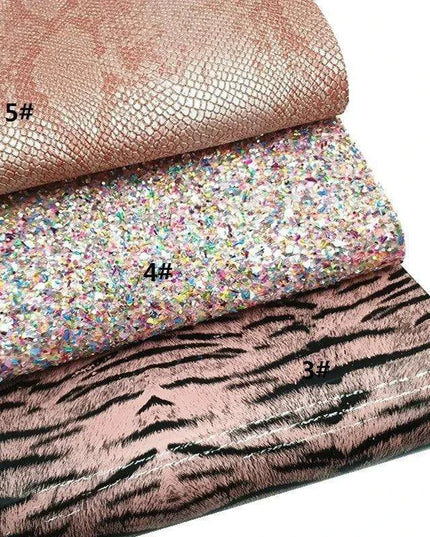 Glittery Pink Tiger & Serpent Faux Leather DIY Crafting Set