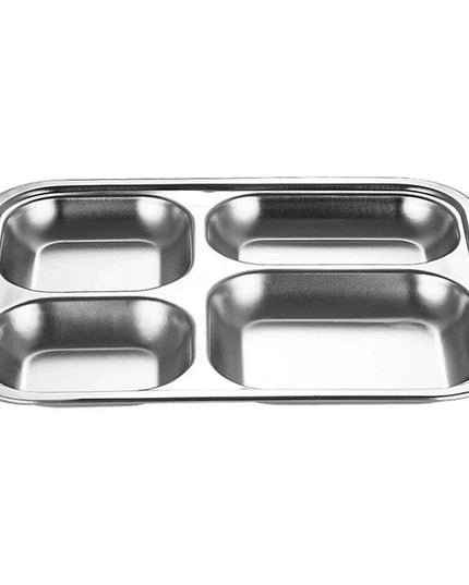 Multi-Compartment Stainless Steel Meal Tray - Eco-Friendly Dining Solution for All Ages