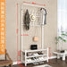 Modern Entryway Organizer with Hooks - Stylish Storage Solution for Shoes and Coats