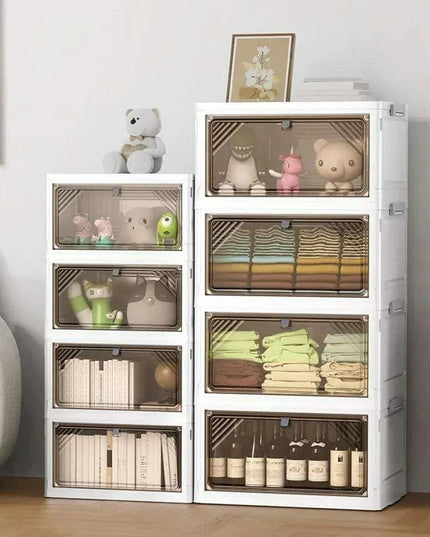 Clear-Front Stackable Storage Bins - 11.8 Gallon Foldable Space-Saving Set