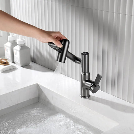 Rotatable Single-Hole Faucet with Temperature Display & Pull-O