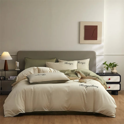 Monnom 100% Egyptian Cotton Duvet Cover Set - 3pcs, Soft & Durable