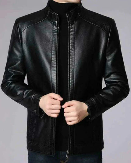 Men's Stylish Faux Leather Biker Jacket - Warm and Windproof Outerwear