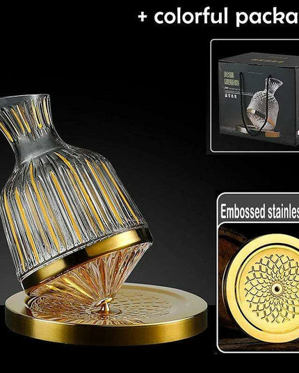 Elegant Rotating Crystal Wine Decanter Set for Optimal Aeration