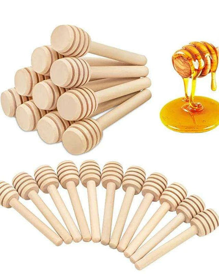 50-Piece Wooden Honey Dipper and Stirring Spoon Set for Beverages and Culinary Delights