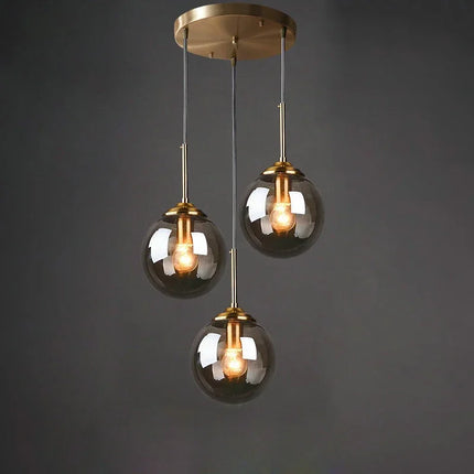 Glass Pendant Lamp — Amber, Smoke Gray & Clear, E27, 1 or 3 Light