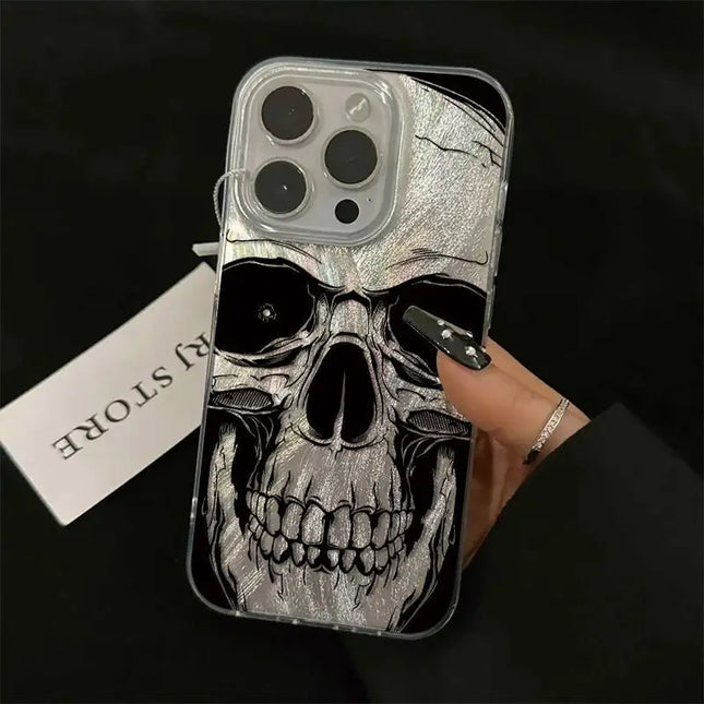 Black & White Skull Phone Case for iPhone