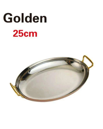 Sophisticated Dual Handle Stainless Steel Steak Plate for Gourmet Dining